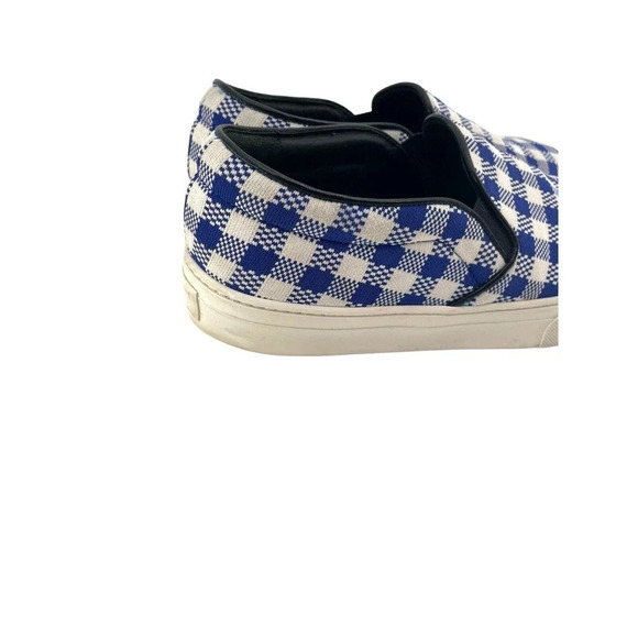 Celine Paris Womens Size EU 40 Slip On Blue Plaid Print Canvas Sneakers Shoes - Picture 11 of 16